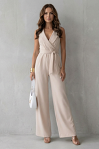 Lapel Sleeveless Tailored Jumpsuit