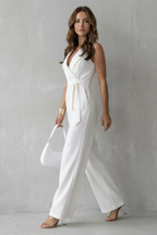 Lapel Sleeveless Tailored Jumpsuit