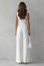 Lapel Sleeveless Tailored Jumpsuit