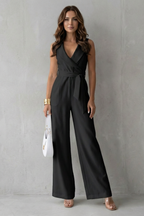 Lapel Sleeveless Tailored Jumpsuit