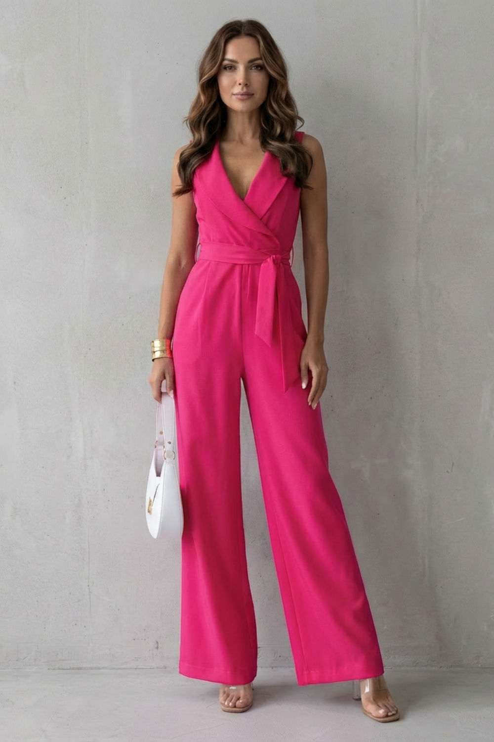 Lapel Sleeveless Tailored Jumpsuit