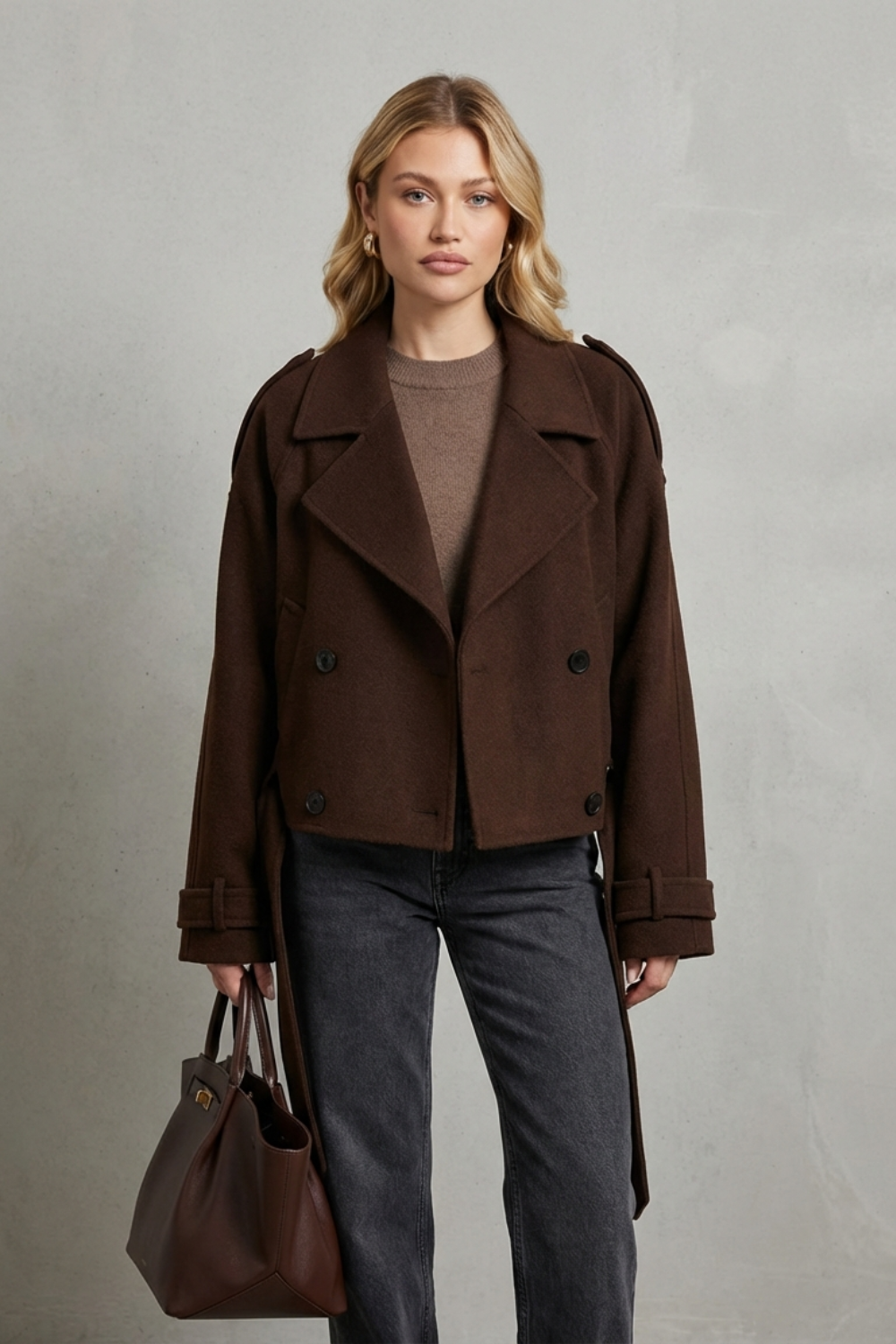 Belted Cropped City Coat