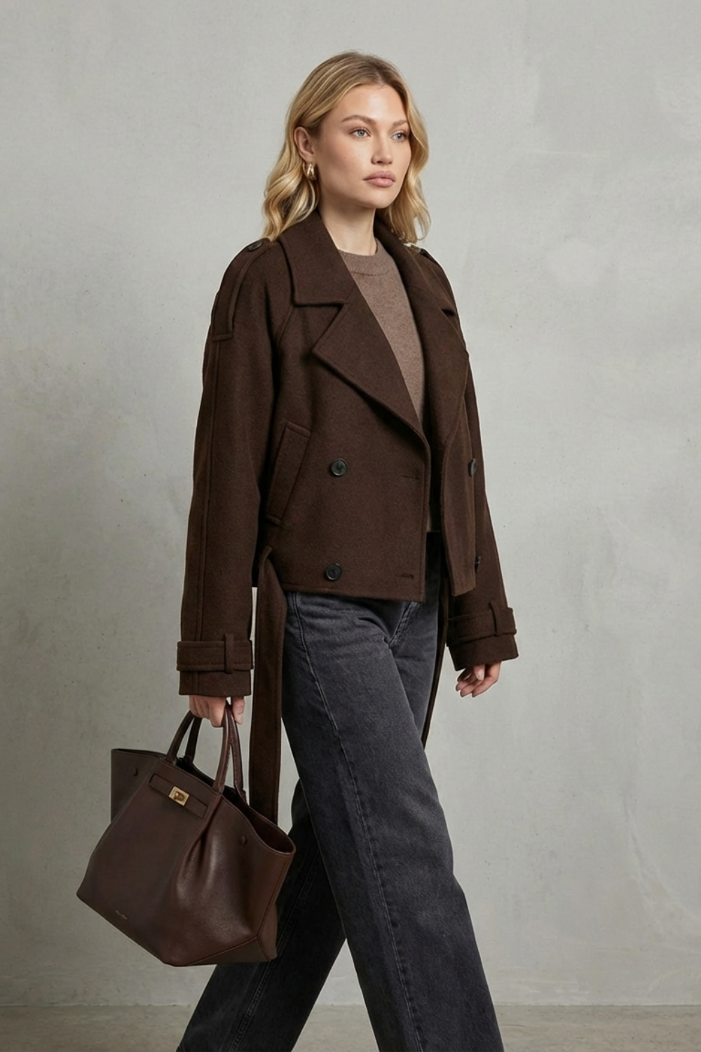 Belted Cropped City Coat