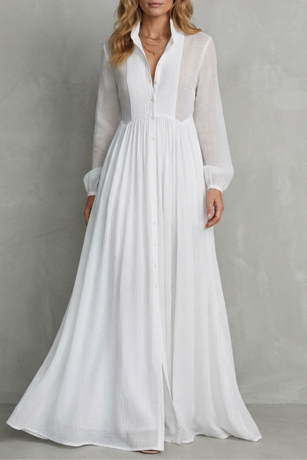 Long Sleeve Pleated Effortless Holiday Elegance
