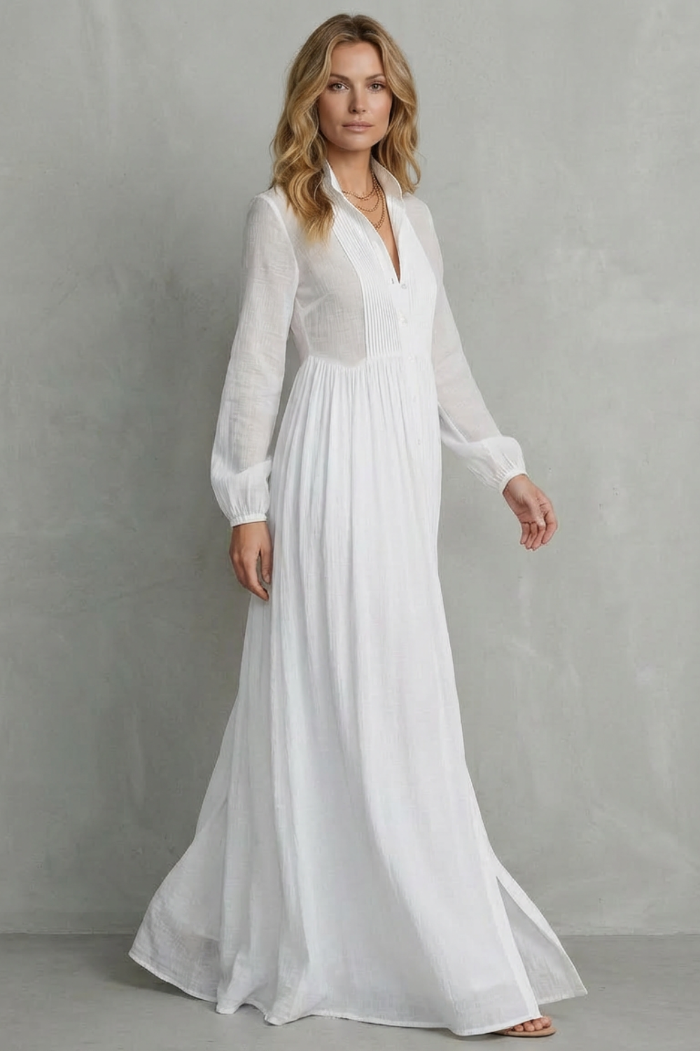 Long Sleeve Pleated Effortless Holiday Elegance