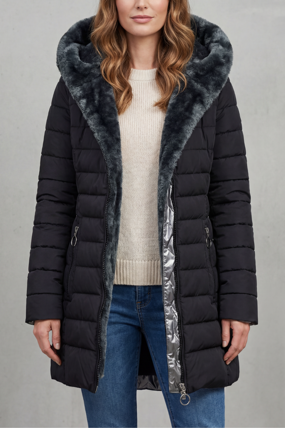 Oversized Zip Winter Parka Coat