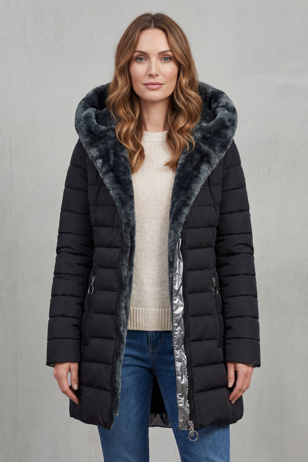 Oversized Zip Winter Parka Coat