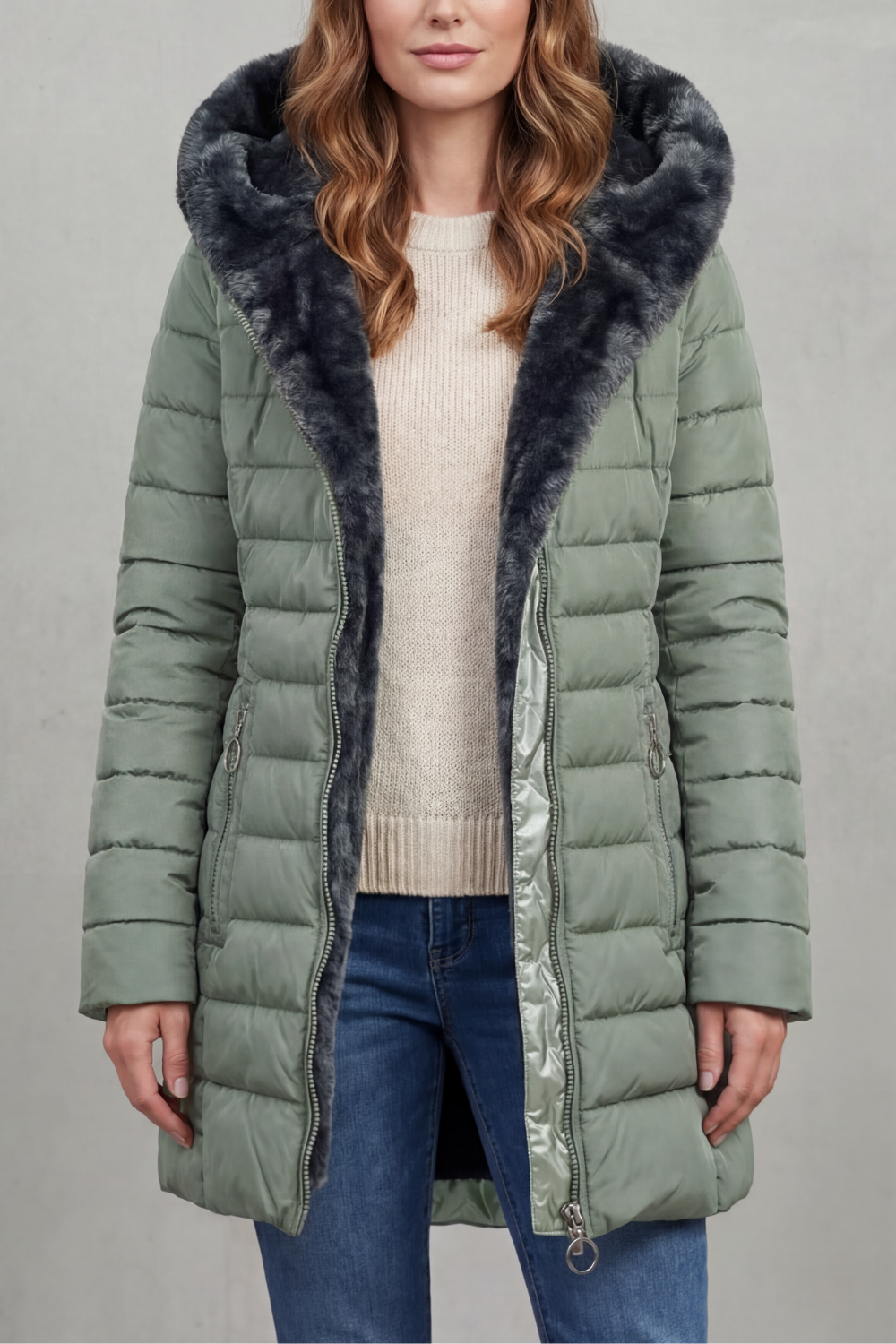 Oversized Zip Winter Parka Coat