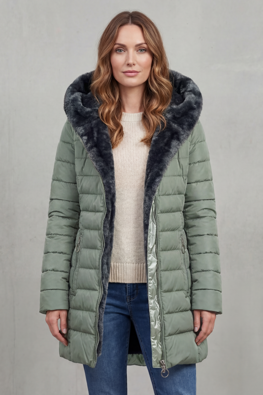 Oversized Zip Winter Parka Coat