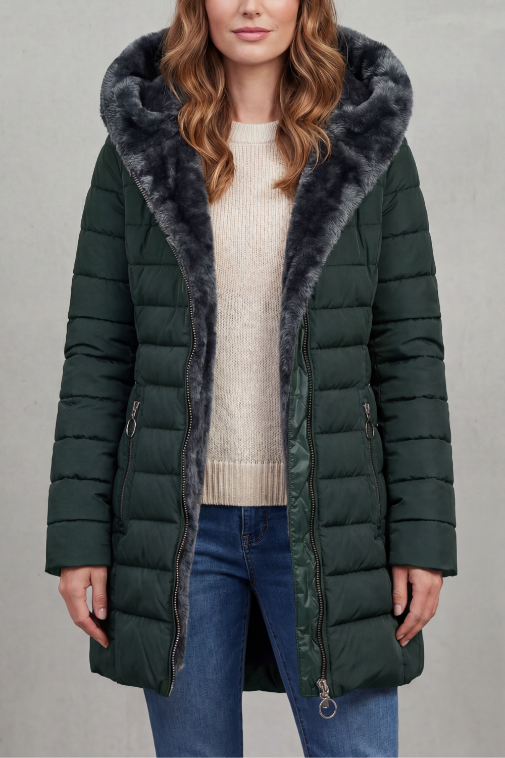 Oversized Zip Winter Parka Coat