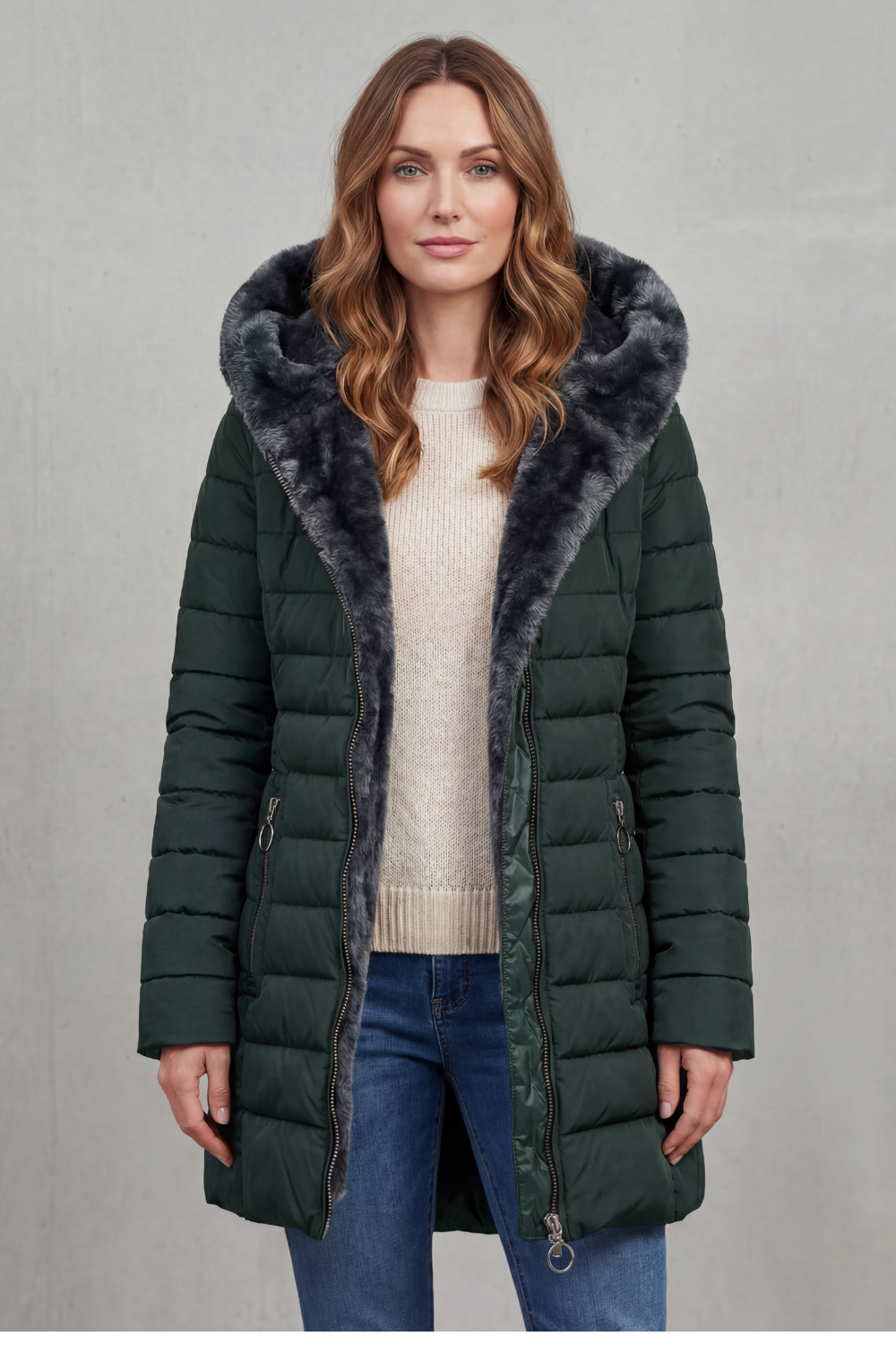 Oversized Zip Winter Parka Coat