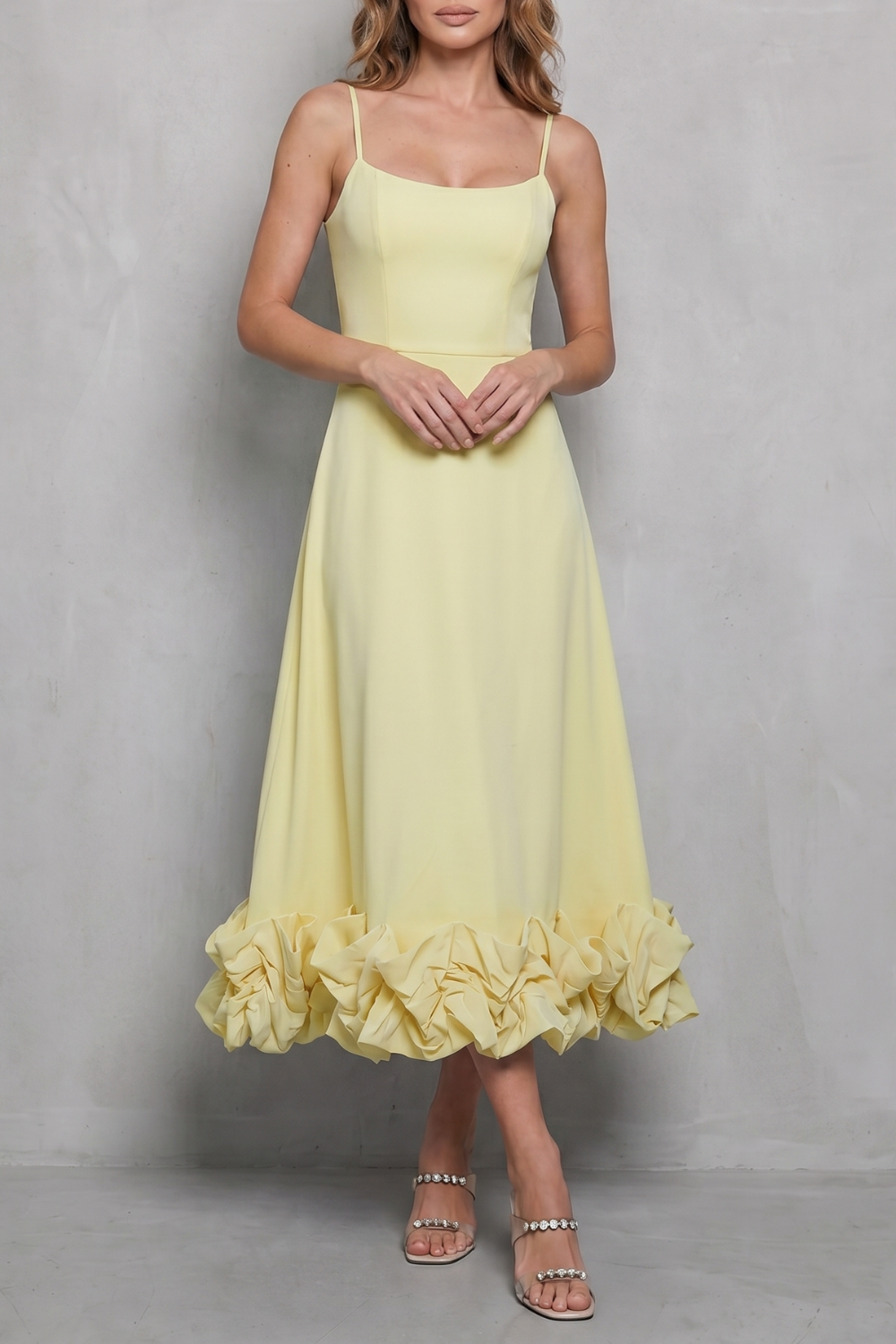 Ruffle Sleeveless Midi Dress