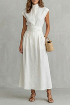 Lapel High Waist Maxi Dress
