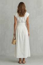 Lapel High Waist Maxi Dress