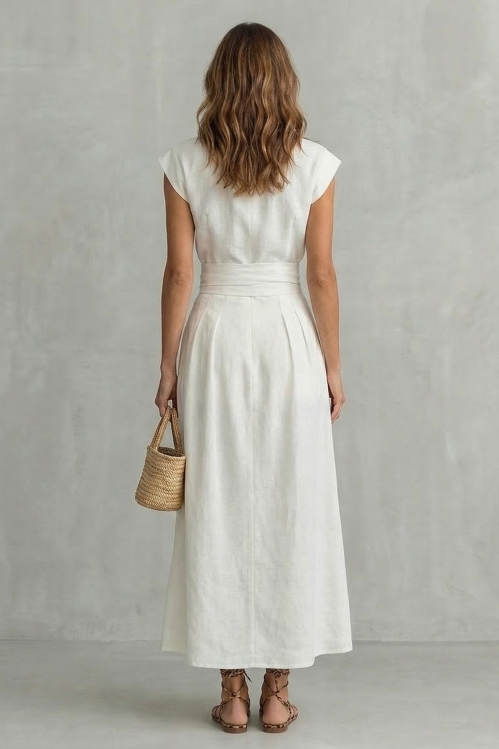 Lapel High Waist Maxi Dress
