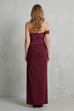 Off Shoulder Side Slit Women’s Elegant Lace Maxi Dress