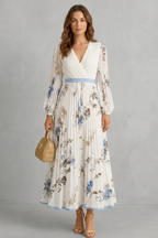 Pleated Floral Maxi Dress