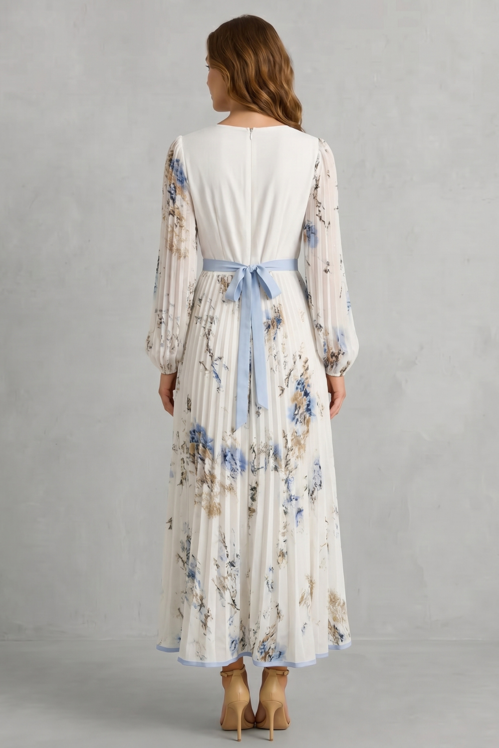 Pleated Floral Maxi Dress