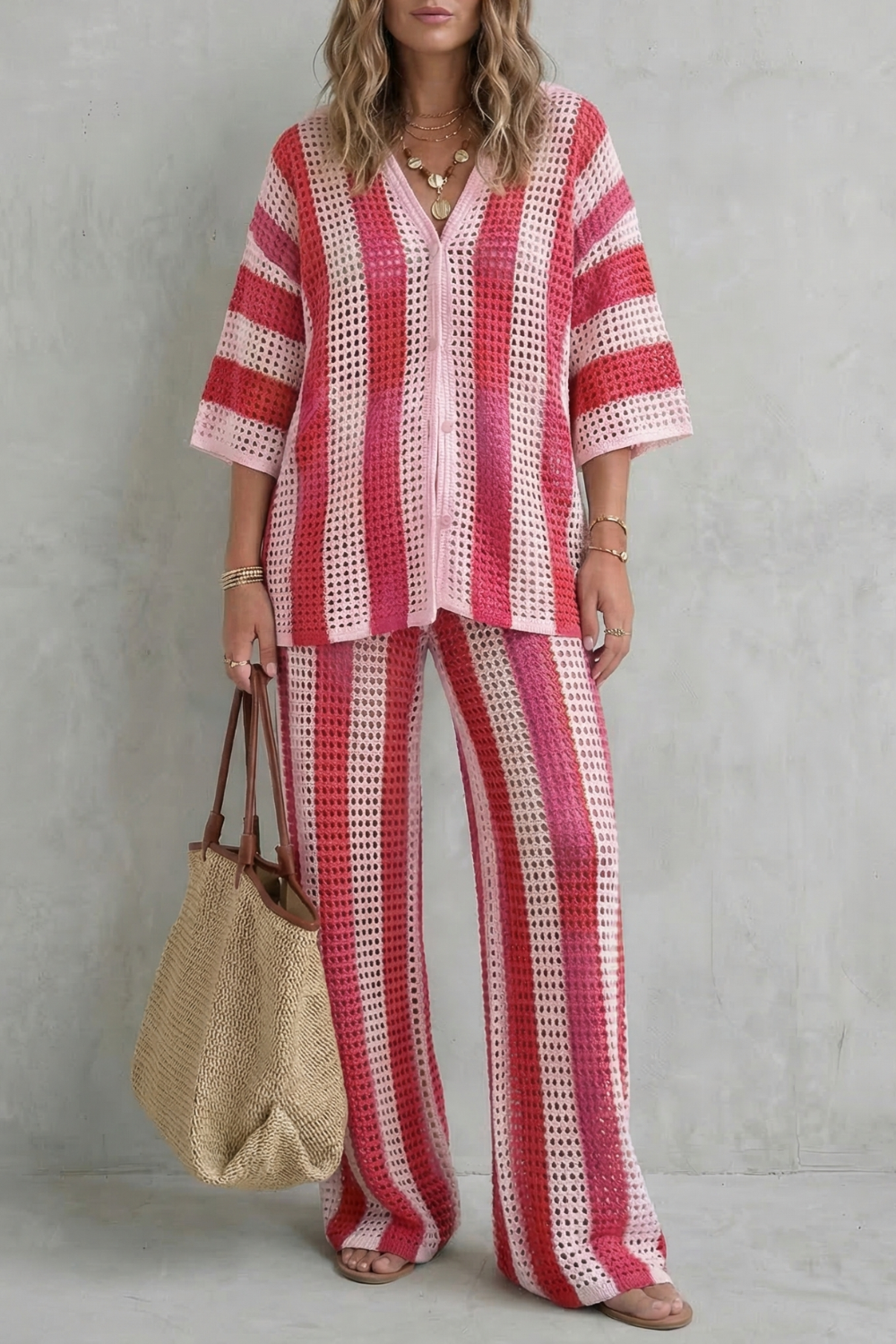 Striped Wide-Leg Summer Co-Ord Set
