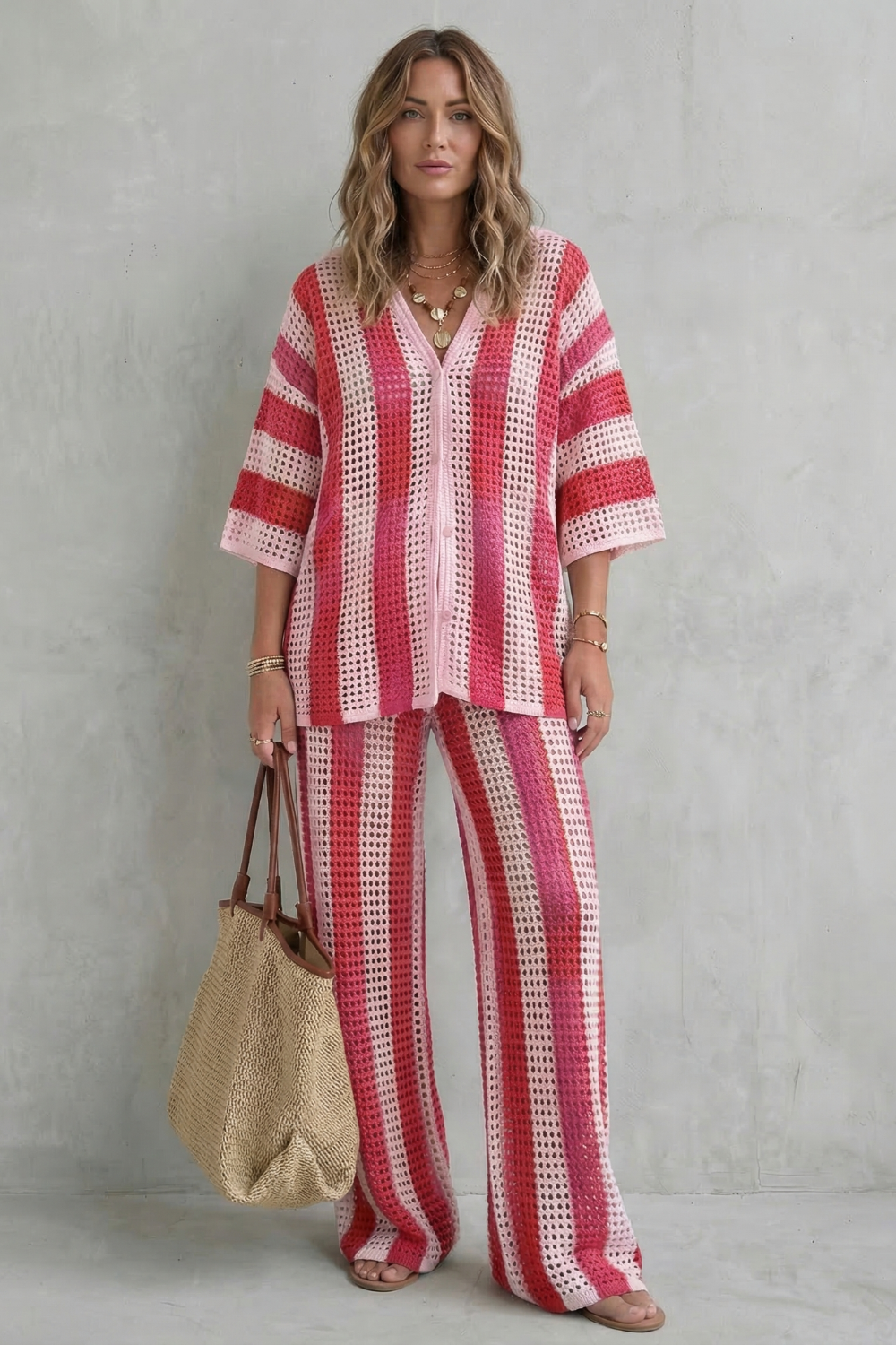 Striped Wide-Leg Summer Co-Ord Set