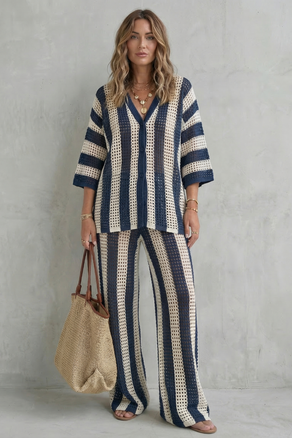 Striped Wide-Leg Summer Co-Ord Set