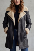 Suede Zip Leather Coat