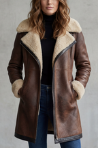 Suede Zip Leather Coat