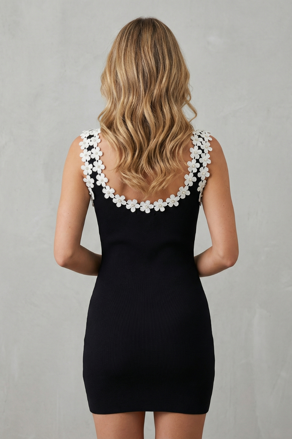 Floral Square Neck Women’s Bodycon Mini Dress With Flower Details