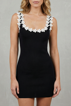Floral Square Neck Women’s Bodycon Mini Dress With Flower Details