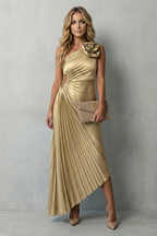 One Shoulder Women’s One-Shoulder Pleated Maxi Dress