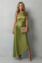 One Shoulder Women’s One-Shoulder Pleated Maxi Dress