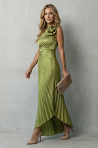 One Shoulder Women’s One-Shoulder Pleated Maxi Dress
