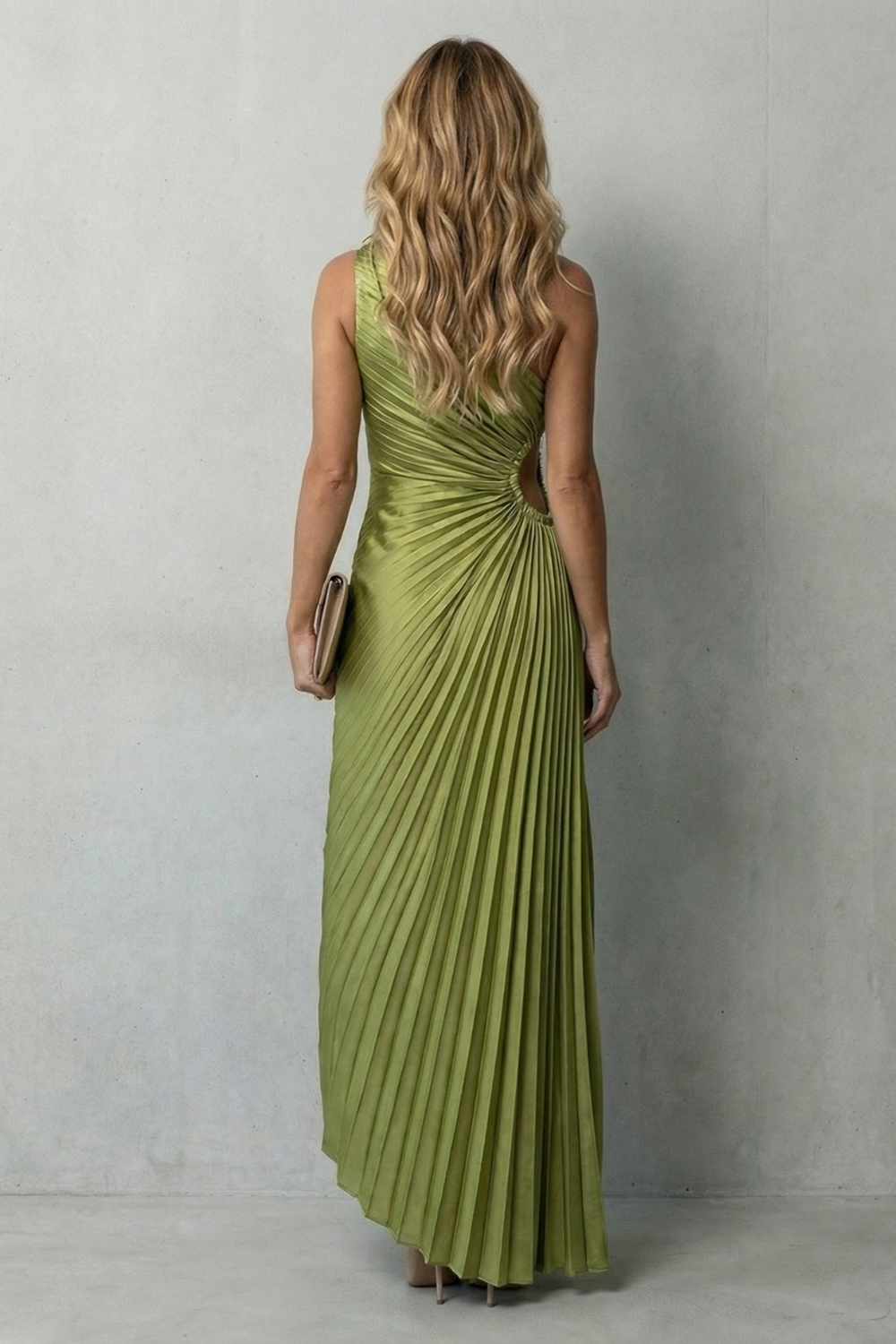One Shoulder Women’s One-Shoulder Pleated Maxi Dress