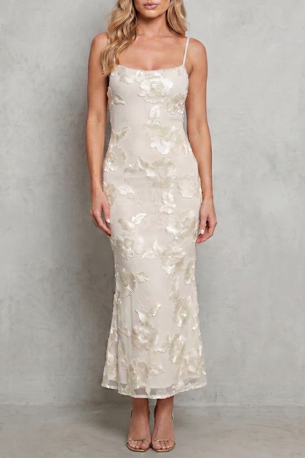 Scoop Neck Women’s Floral Bodycon Maxi Dress