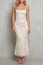 Scoop Neck Women’s Floral Bodycon Maxi Dress