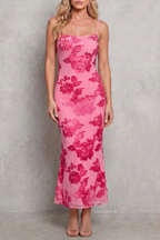 Scoop Neck Women’s Floral Bodycon Maxi Dress