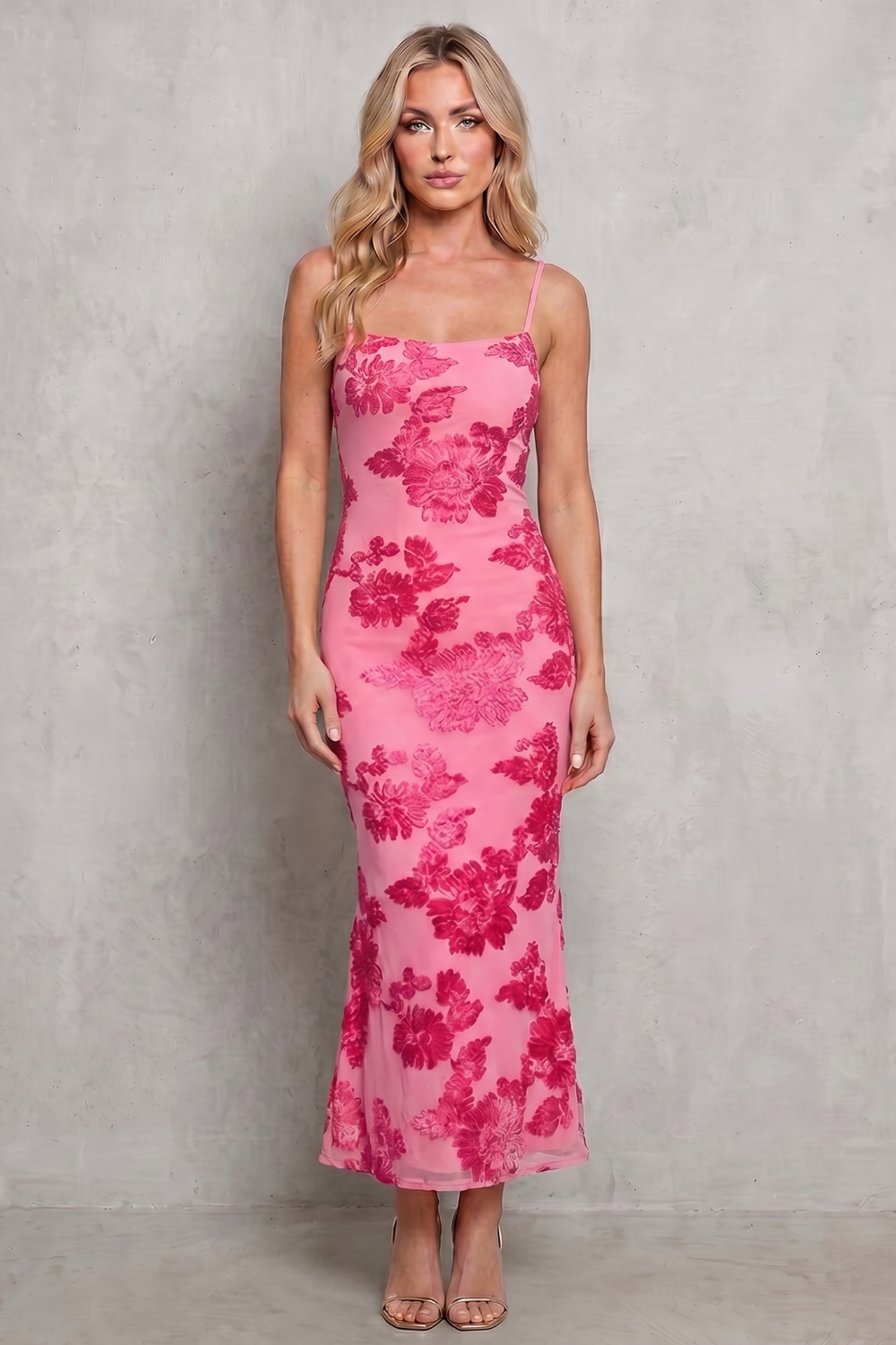 Scoop Neck Women’s Floral Bodycon Maxi Dress