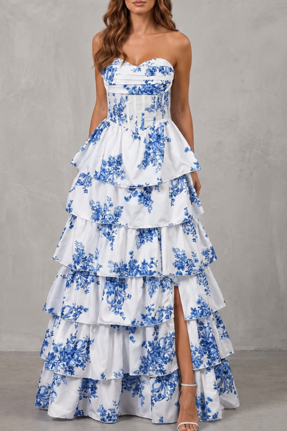Fleurienne – Layered floral couture – Maxi dress