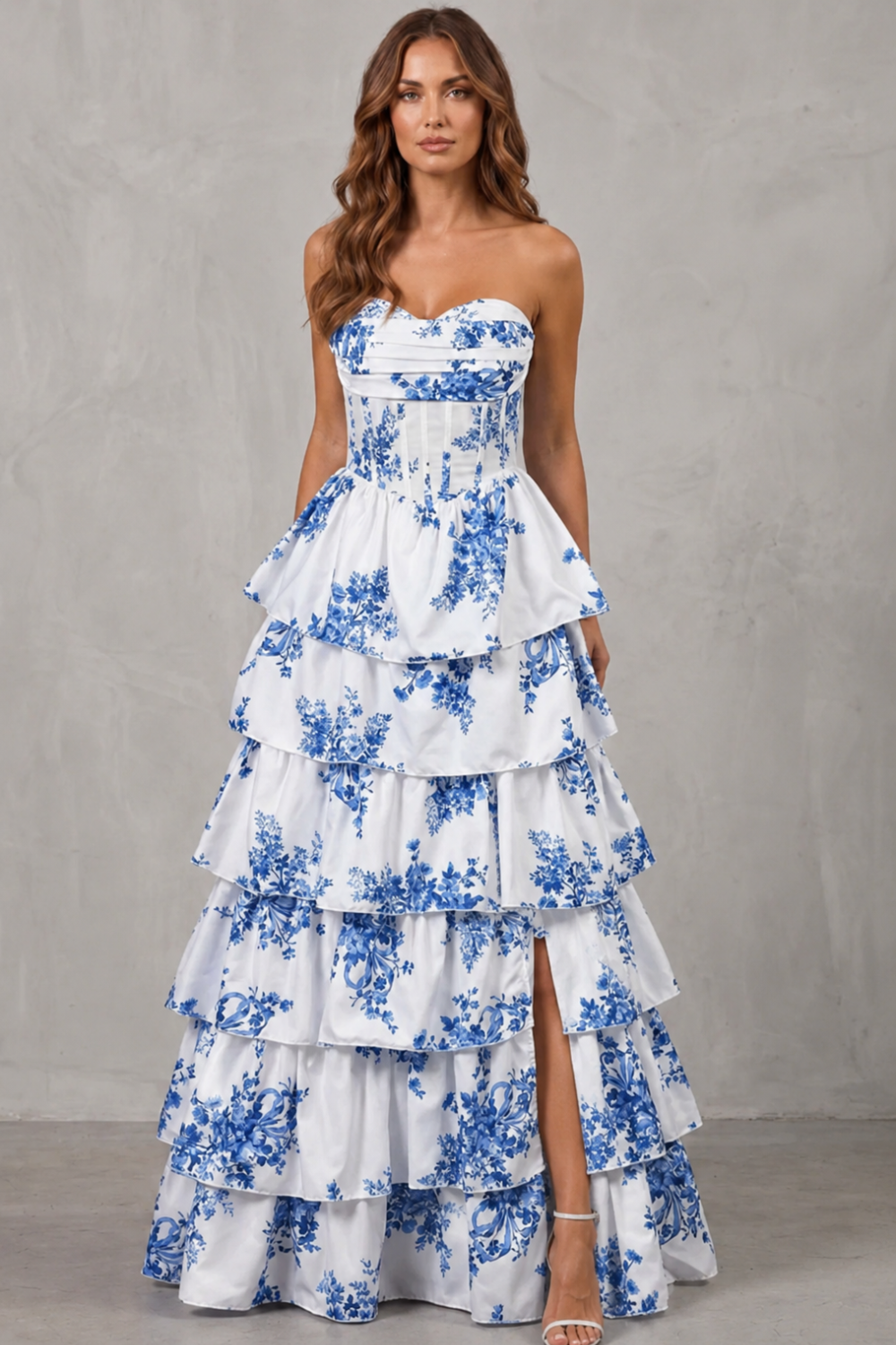 Fleurienne – Layered floral couture – Maxi dress