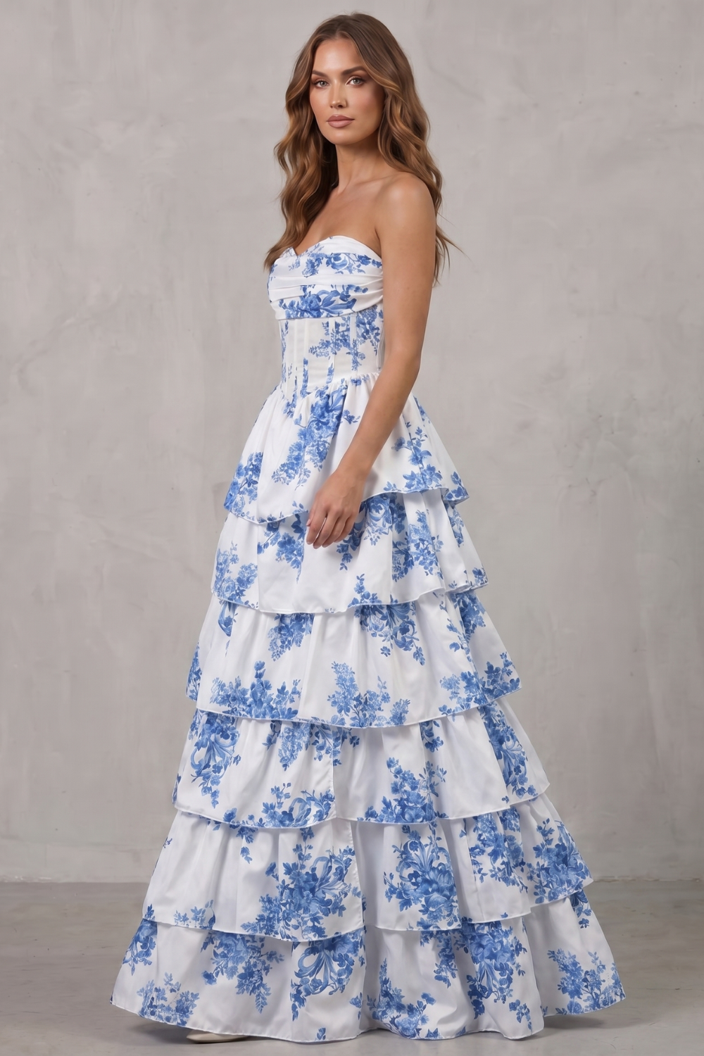 Fleurienne – Layered floral couture – Maxi dress