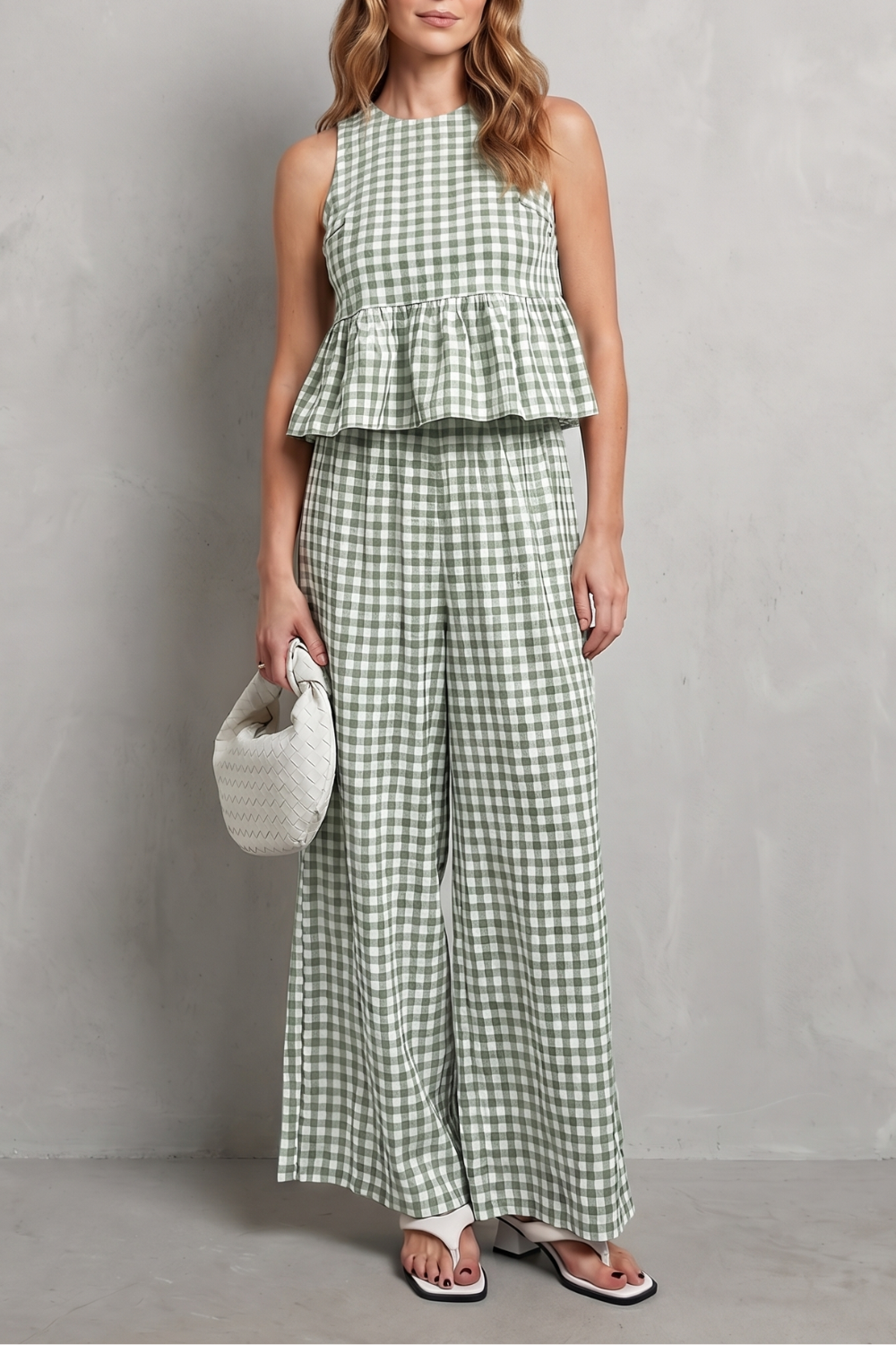 Gingelle – Gingham ruffle ease – Trouser set