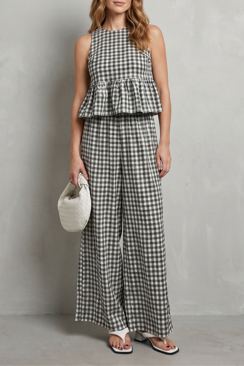 Gingelle – Gingham ruffle ease – Trouser set