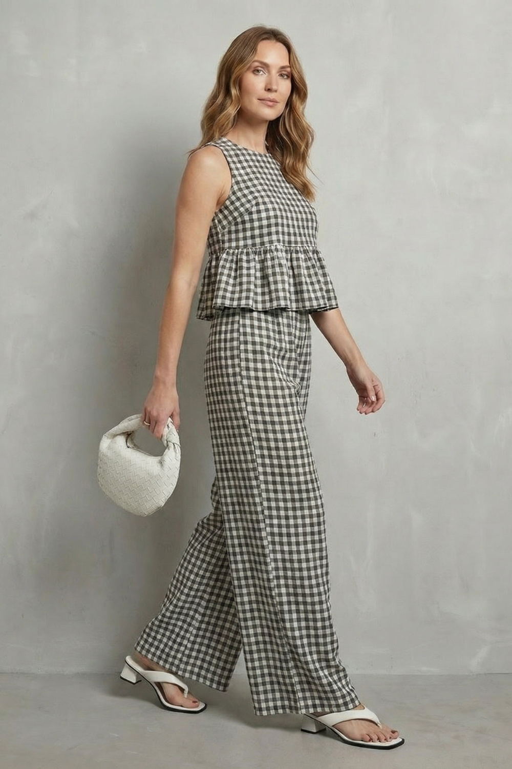 Gingelle – Gingham ruffle ease – Trouser set