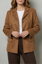 Lapel Suede Blazer