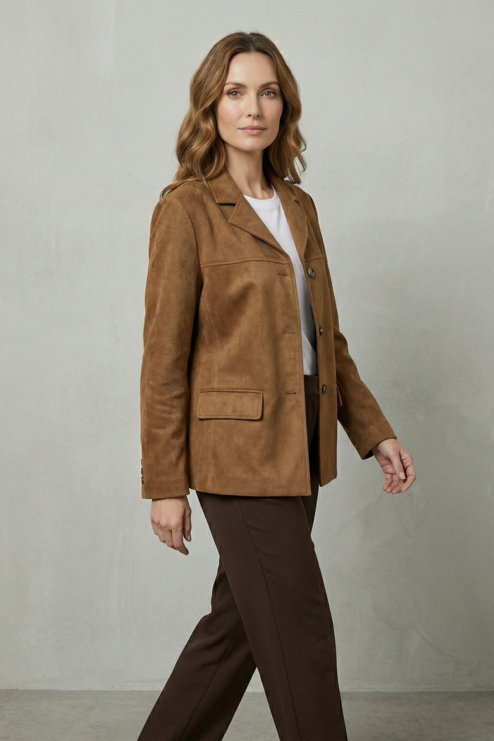 Lapel Suede Blazer