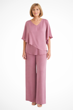 Batwing Sleeve Top Wide Leg Trousers Co-Ord Set