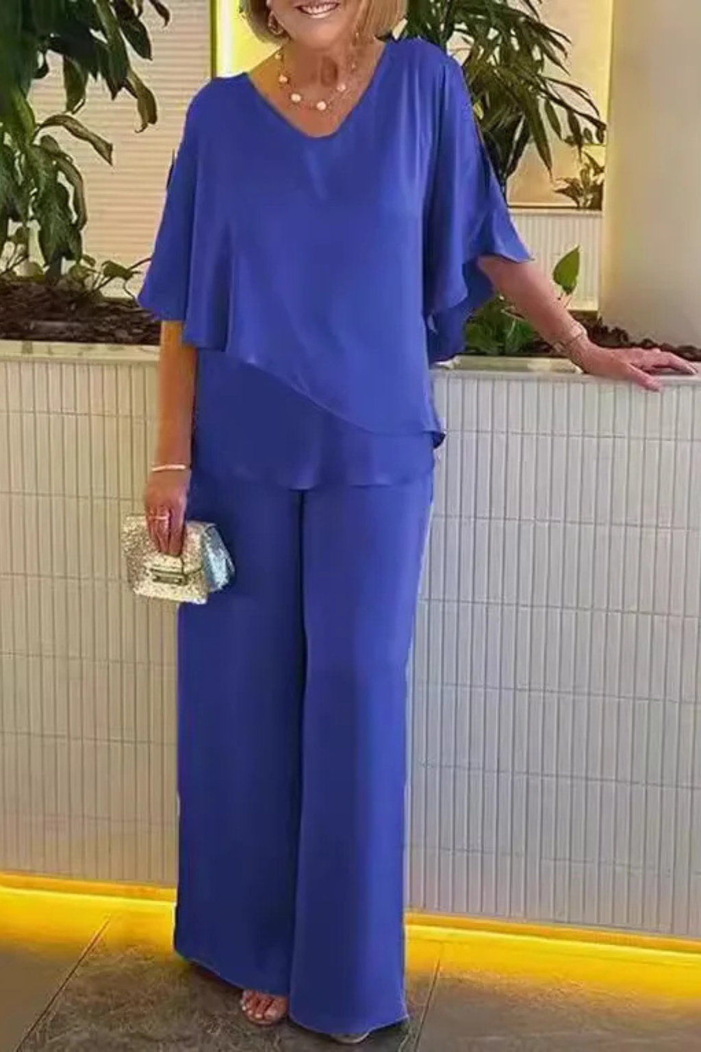 Batwing Sleeve Top Wide Leg Trousers Co-Ord Set