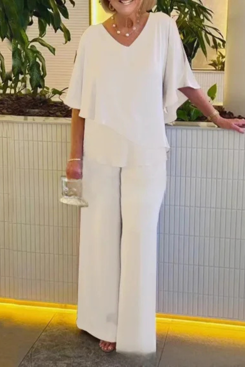 Batwing Sleeve Top Wide Leg Trousers Co-Ord Set