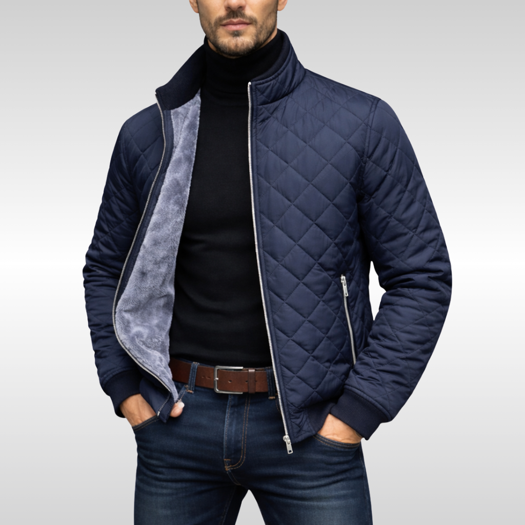 Men's Quilted Jacket Padded Reliable Warm Smart Casual