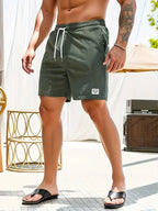 Mens Corduroy Shorts Elastic Waist Summer